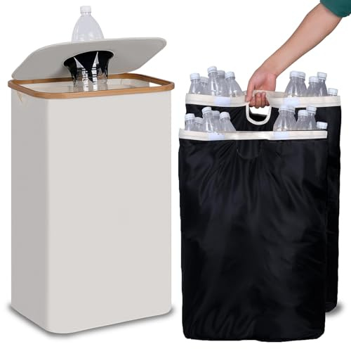Homgo Récipient de collecte de bouteilles consignées, 100 l, avec couvercle et trou, grand sac de transport, sac vide, collecteur de bouteilles pour salle de rangement, cuisine