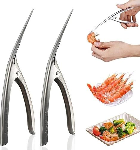 Shrimp Deveining Tool, 2025 New Shrimp Peeler Seafood Tools, Stainless Steel Shrimp Deveiner Tool, Shrimp Peeler and Deveiner Tool, Outdoor Edge Knives for Crayfish, Mantis Shrimp, Doa Shrimp (2pcs)