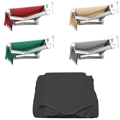Ausziehbares Markisendach für Garten, manueller Markisenstoff, Ersatz-Markise, für den Außenbereich, 2,5 x 2 m, Grau, 3,6 x 3 m Größe