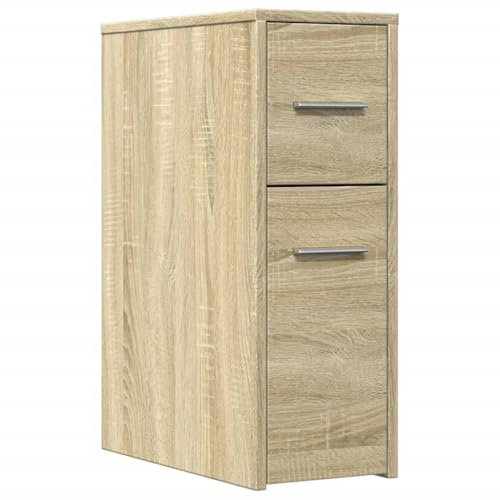 HEFZGDB Badschrank Schmal mit Rollen Sonoma-Eiche Holzwerkstoff Wohnzimmerschrank Vitrinenschrank Küche Apothekerschrank Küche Barschrank für Arbeitszimmer Schlafzimmer Abstellraum Wohnbereich