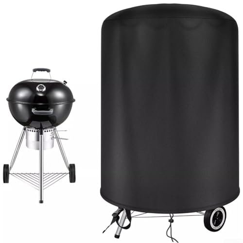 SMZhomeone Kugelgrill-Abdeckung, 70 x 70 cm, schwarz, Oxford-Stoff, Kugelgrill-Abdeckung, lichtbeständig, reißfest und lichtbeständig