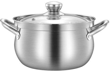 KhUkhu Pentola in Acciaio Inox Pentola in Acciaio Inox Pentole in Acciaio Inox Pentola per Brodo Pentola A Induzione con Coperchio Pentola per Zuppa da Cucina Pentola Antiaderente da 5 Litri
