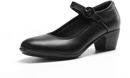 DREAM PAIRS Mary Jane Shoes Women Low Chunky Heels Closed Toe Pumps Comfortable Work Business Dress Shoes,Size 7,Black,DWUMPU2549