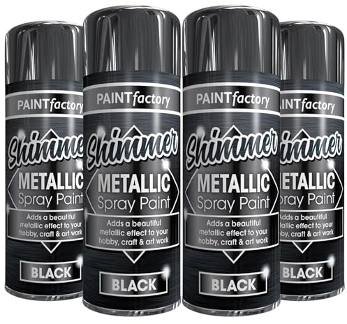 Balaju Height 4X BH Shimmering Metallic Black Spray paint for Interior or Exterior, Wood, Metal, Plastic, Glass, Art and Craft, Gloss Finish, 200ML Each, Pack of 4