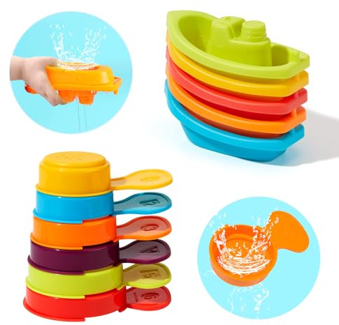 Badewannenspielzeug ab 1 Jahr - Badespielzeug Baby ab 1 2 3 4 Jahre Wasserspielzeug Kinder Schwimmbad Pool Planschbecken Spielzeug Schimmelfreies Badespielsachen Booten & Schaufeln - 11 Stück