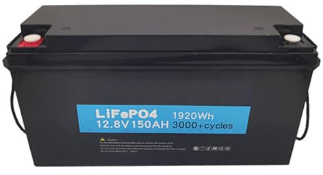 FREEDOH Pacco Batteria al Litio da 12 V 150 Ah, Batteria LiFePO4 da 12 V ad Alta capacità, BMS Integrato per Sistema di accumulo di energia fotovoltaica