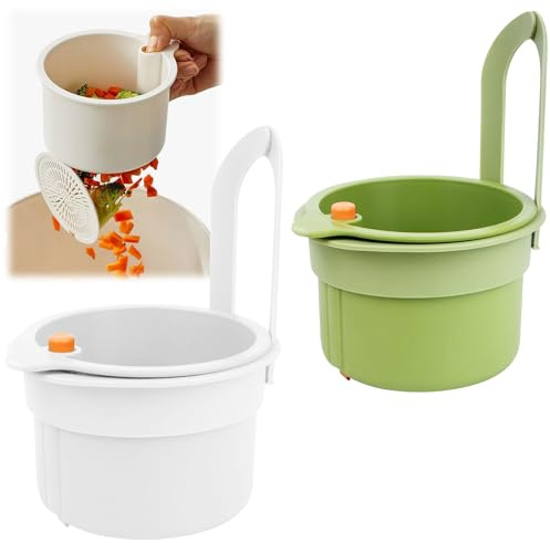 Pmueuff colador con botón de presión para colgar sin ensuciar las manos, Colador para fregadero, colador de Drenaje multifunción,para Capturar Frutas Y Verduras Lavado Alimentos