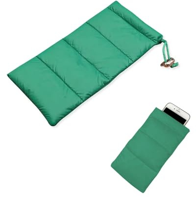 FUGLUS Thermo Handyhülle Tasche Universal Daunen Pouch Handysocke Weihnachten Geschenke für Smartphones Handy Winter Handyhülle Kompatibel iPhone 14 13 12Plus X, Samsung Galaxy ，Universell (Grün)