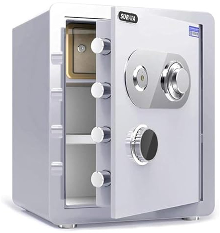 SURTA Cassaforte, cassaforte ad alta sicurezza in acciaio legato, serratura meccanica a combinazione, ignifuga e impermeabile, 45 x 38 x 33 cm, doppia protezione con chiave, per ufficio e casa