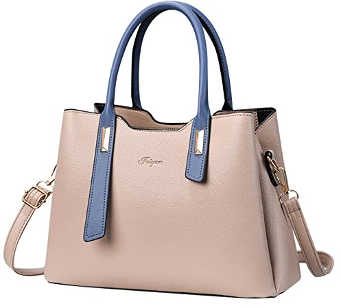 Generisch Elegante Damen Ledertasche Tote Bag als vielseitige Handtasche mit praktischer Geldbörse stylischer Umhängefunktion für den täglichen Gebrauch (Khaki, One Size)