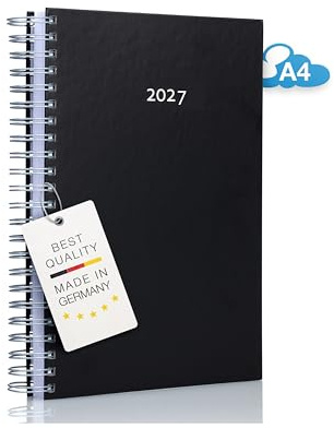 Edition cumulus 2027 Der GROSSE Dicke DIN A4 Tageskalender, Schwarz, Spiralbindung, 400 Seiten, Made in Germany, Großformat für Büro und Zuhause
