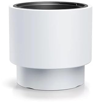 KONZEPT Vaso da fiori 40 cm di diametro con inserto – Vaso moderno grande esterno H 37 cm, 40 l, in plastica, resistente ai raggi UV e al gelo, per interni, balcone, terrazza e giardino, bianco