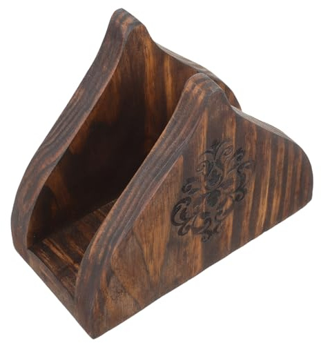 MALUGOGO Serviettenhalter aus Holz mit stabiler Basis, rustikaler Papiertaschentuchhalter im Bauernhaus-Stil, für Hotel und Bar, einfacher Serviettenspender aus Holz ohne Grat
