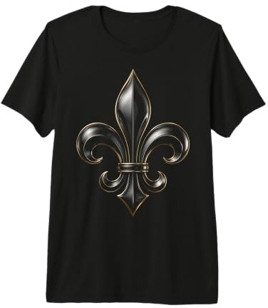 Fleur de lys Noire ornée d'emblème héraldique T-Shirt Haut de Gamme