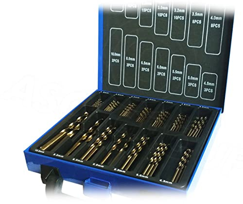 Juego de brocas de cobalto (HSS-Co / Inox), metal HSS, diseñado para acero inoxidable, 99 piezas