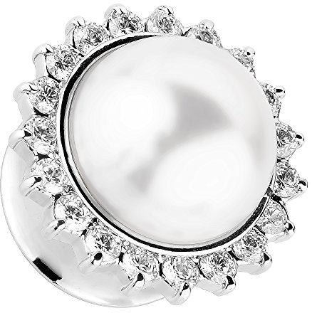 Piersando Ohr Plug Piercing Flesh Tunnel Ohrpiercing Edelstahl Single Flared Silber mit Vintage Tribal Ethno Perle 8mm