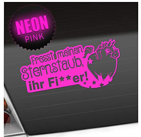 Kiwistar - Autoaufkleber - Einhorn - fresst Sternenstaub Heckscheibe Auto Aufkleber wetterfest für Kfz LKW Mofa Truck - Sticker außen selbstklebend Tuning Zubehör für Fenster Fahrzeug Scheibe