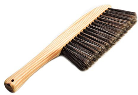 Warooma - Spazzola piccola per spolverare con manico in legno, scopa manuale con setole morbide per pulire polvere e capelli, per lenzuola, vestiti, divano, tappeto (giallo chiaro)