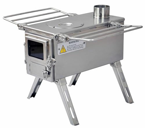 Winnerwell Nomad Small Tent Stove | Portable Tiny Wood Burning Stove for Tents, Shelters, and Camping | 450 Cubic Inch Firebox | Precision Stainless Steel Construction | Includes Chimney Pipe