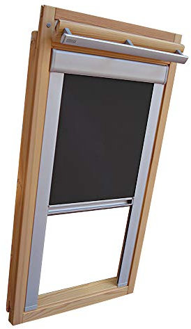 Verdunkelungsrollo THERMO Alu-Rückseite für FAKRO Dachfenster TYP FTP/PTP/FPP - 06 (78x118 cm) - Farbe Dunkelgrau - mit Aluminium Seitenschienen