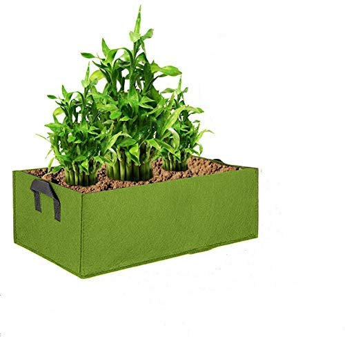3 Stücke Pflanzsack Kartoffel Pflanztasche aus Vliesstoff Pflanzengefäße mit Griffen Rechteck Große Kapazität Pflanzbeutel für Kartoffel, Tomaten, Blumen, Gemüse (Große Größe(60cmx30cmx20cm), Grün)