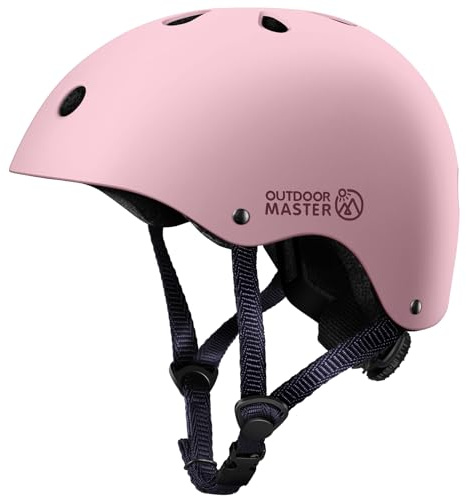 OutdoorMaster Youth & Kids Bike Helmet - Adjustable Multi-Sports Skateboard Helmet with Removable Liners for Balance Bike, Toddler Scooter, One Wheel Hoverboard - Pink - S