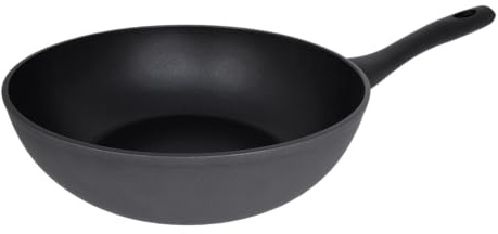 Arcos Serie Kaula | Wok Antiadherente 28 cm | Aluminio Forjado | Recubrimiento QuanTanium | Apta cualquier cocina | Mango Efecto Frio | Sistema ahorro energético | Apta lavavajillas | Color Negro