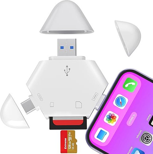 TIANSONG SD Card Reader,Memory Card Reader for iPhone USB C to Micro SD Card Adapter Support SD/Tf Card Trail Game Camera Viewer for iPhone 15/16 Mac iMac Macbook Pro/Air iPad Pro Android Phone Tablet