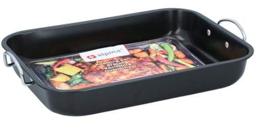 alpina Plat à four - Rectangulaire - Métal - 39 x 29 x 6 cm - Noir