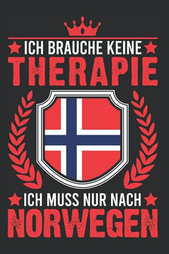 Norwegen Notizbuch: Norwegen Therapie Urlaub Norwegische Flagge / 6x9 Zoll / 120 linierte Seiten Seiten