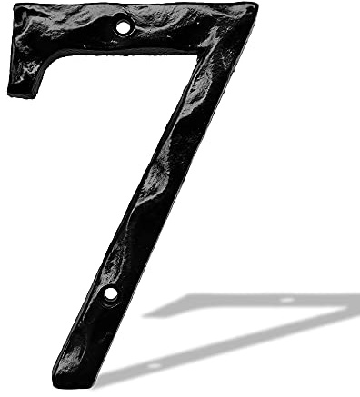 Numéros de maison pour l'extérieur – Adresse de maison en fonte 14 cm en métal numéro 7 – Noir
