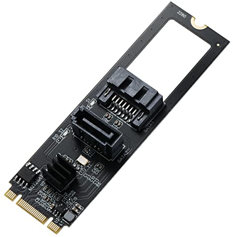 MZHOU M.2 auf SATA Adapter, NGFF M.2 B-Key zu Dual-Port SATA III 6Gbps Konverter mit JMB585 Chip, Unterstützt M.2 2280 NVMe/PCIe auf 2X 2,5 Zoll HDD/SSD, Plug & Play für Windows 11/10/8