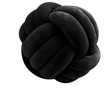 MOJUN Knot Ball Pillow, Round Knot Pillow Cushion Pillow Home Decoration Plush Throw Pillow, Knot Pillow for Sofa Bed Bedroom Living Room Home Decor (11inch, Black)