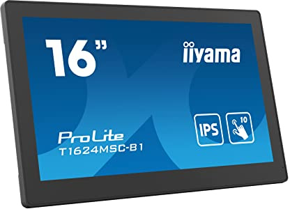 iiyama Prolite T1624MSC-B1 39,5cm 15,6 LED-Monitor Full-HD 10 Punkt Multitouch kapazitiv HDMI USB2.0 Audio-in/Out 6H Mediaplayer SD-Slot 24/7 schwarz