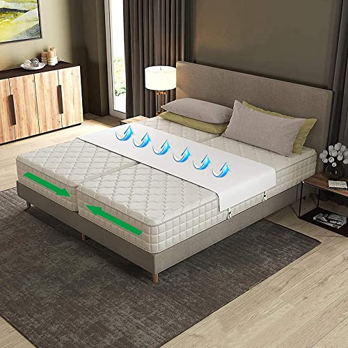 Home Bed Bridge, Twin to King Mattress Connector Converter Kit with Split King Bed Ga-p Filler Mattress Connector Adjustable Strap with Anti Slip Dual Loop Design to Create King and Queen (White)
