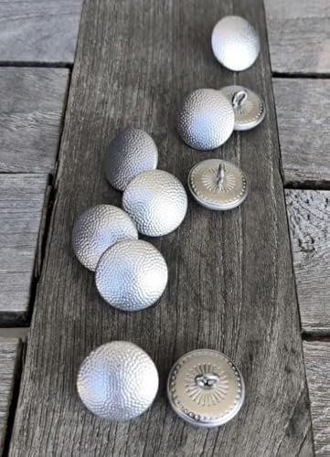 10 Stück Knöpfe silber Uniformknöpfe leicht gekörnte Oberfläche gewölbt Ösenknöpfe 20mm
