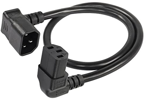 CERRXIAN 0.6m aufwärts gewinkeltes IEC 320 C14 zu aufwärts gewinkeltes C13 Stromkabel, 90 Grad C14 Stecker zu C13 Buchse PDU Stromversorgungskabel für Monitore, Computer, etc.