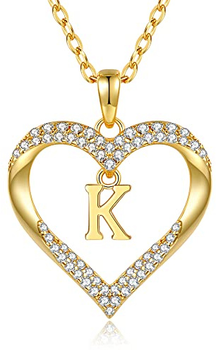 CDE Kette Damen 18K Vergoldet Halskette Initialen Herz Anhänger Buchstabenkette für Damen A-Z Personalisiert Kette Schmuck Geburtstags Geschenk für Teenager Mädchen Frauen Valentinstag Weihnachten | Geburtstags Geschenk für Sie Initiale Herz Anhänger Buchstabenkette für Valentinstag Weihnachten Schmuck Frauen Freundin