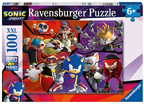 Ravensburger Kinderpuzzle 13383 - Nichts kann Sonic aufhalten - 100 Teile XXL Sonic Prime Puzzle für Kinder ab 6 Jahren