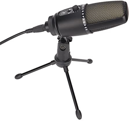 USB Rauschunterdrückungsmikrofon, Nierencharakteristik, Plug and Play, mit 3,5 MM Klinke, Stabiles Stativ, RGB Leuchtmikrofon, Kondensator Podcast Mikrofon für Computeraufnahmen, Gaming