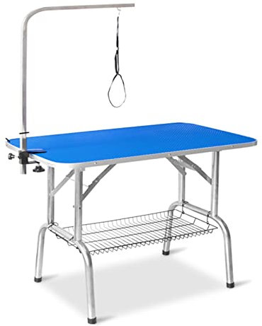 Trimmtisch für Hunde Zusammenklappbarer Pflegetisch Für Hunde Großer Rassen, Hochbelastbar Trimmtisch Für Haustiere Zum Nägelschneiden Zu Hause, Blaues Ablagefach, Belastung 200kg ( Size : L-100x60x70