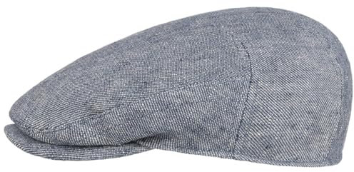 Stetson Linen Driver Flatcap Elegantes Leinencap Made in Germany Herren Frühjahr Sommer blau-meliert 55 cm