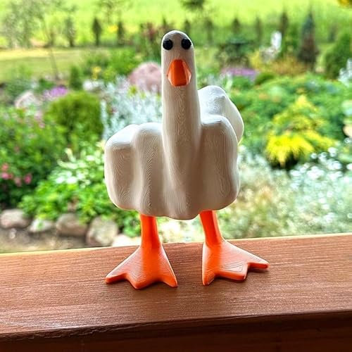 Pipihome Funny Duck Gifts, Middle Finger Duck Resin Ornament, Office Desk Decorations Middle Finger Resin Ducks, Goose Statue Duck Figurine Office Accessories Gifts Bedroom House Decoration