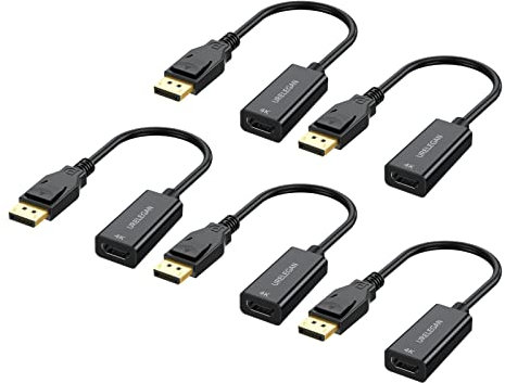 URELEGAN Adaptador Displayport a HDMI, paquete de 5, 4K UHD no bidireccional, puerto DP a HDMI, cable macho a hembra, compatible con video y audio, compatible con computadora, PC, monitor, proyector,