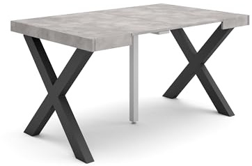Skraut Home | Ausziehbarertisch | Multifunktionaler ausziehbarer | 140 | Für 6 Gäste | Massivholz Beine | Moderner Stil | Zement