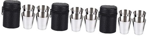 PRETYZOOM 3er-set 30 Ml Edelstahlbecher Für Jungen Und Mädchen Metallbecher-set Mit Tragetasche Für Whisky Camping Wandern 4 Stück * 3