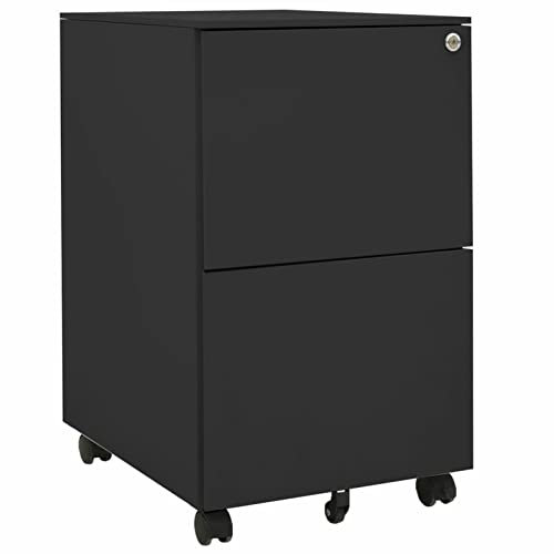 CIADAZ Aktenschrank mit Rollen, Stahlschrank, Aktenregal, Werkzeugschrank, Büroschrank, Lagerschrank, Ordnerschrank, Anthrazit 39x45x67 cm Stahl
