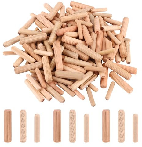 600 Stück Holzdübel Sortiert,M6 M8 M10 Holzstopfen Dübelstangen,Möbelholzdübel Rillendübel Holz Dübel für Handwerker Basteln Heimwerken Zimmerei