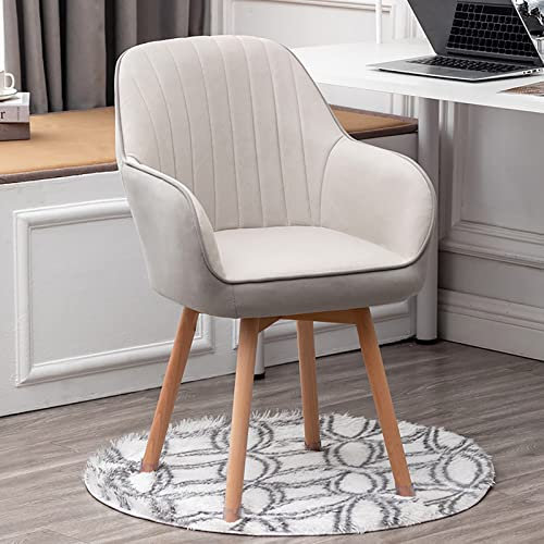 Drehbare Esszimmerstühle aus Holz – bequemer gepolsterter Stuhl für das Büro, Mid-Century-Samtsessel für den Schminktisch – Keine Rollen, modernes Design