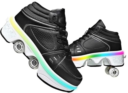 Rullskridskor, infällbar 4 hjul Skateboard Sneakers, Skridskor Skridskor, Gymnastikskor med hjul för pojkar flickor